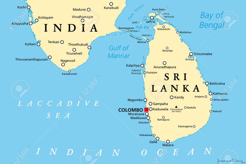 Mapa ukształtowania terenu Cejlonu