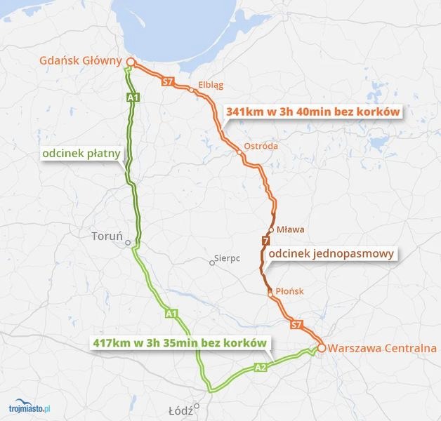 Ile trwa podróż z Warszawy do Gdańska? Czas lotu i trasy